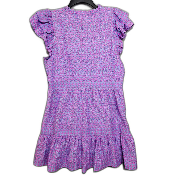 Vineyard Vines Tiered Loose Cotton Knee Legnth Dress Dopamine Dressing Women's L - Picture 3 of 10